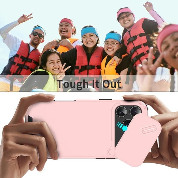 iPhone 17 Pro deksel med skyvbart kameralokk TPU + PC Rosa Rosa