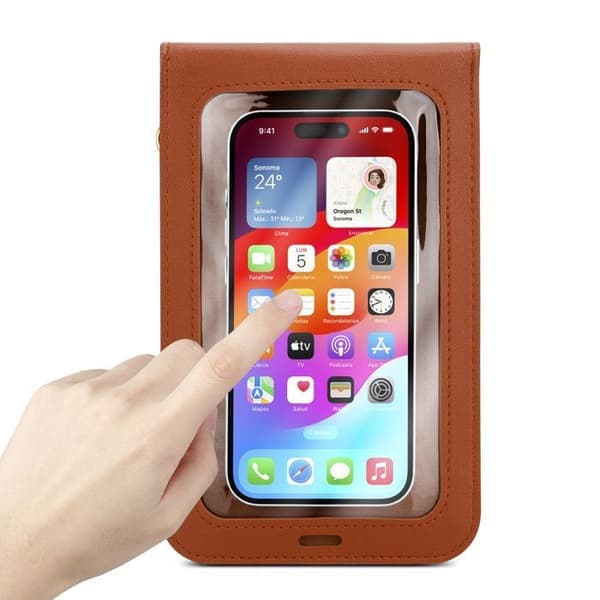 Skulderveske til telefon til LG V40 i BRUN etui brun