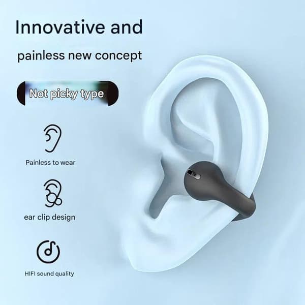 Nyt JX80 Trådløst Bluetooth Headset Knogleledning Usynlig Binaural Smertefri Høj Lydkvalitet Sort