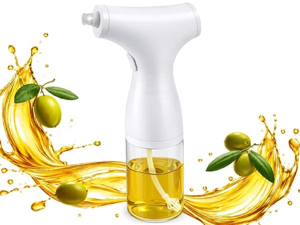 Elektrisk oljesprøyte 200 ml glass USB-C justerbar spray hvit