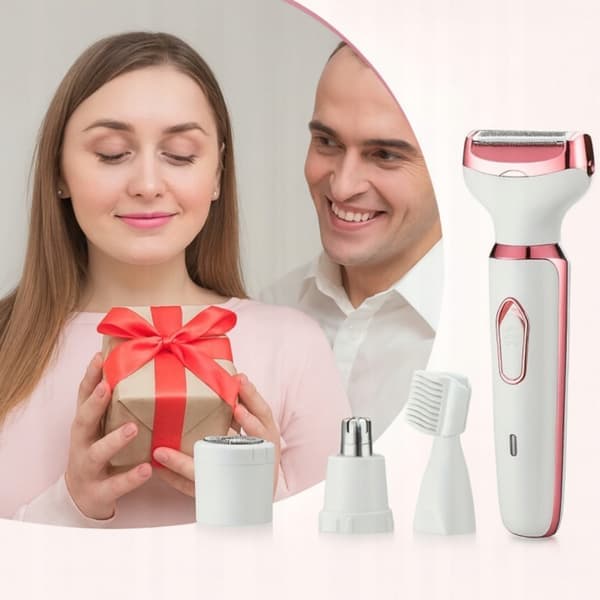 Dame 4-i-1 elektrisk shaver til ansigt, krop, bikini og øjenbryn USB