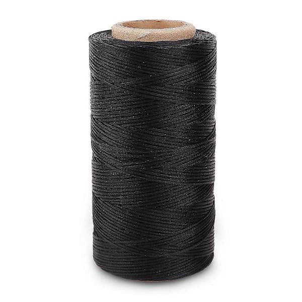 Flad vokset trådrulle 260M læder læder DIY DIY sort