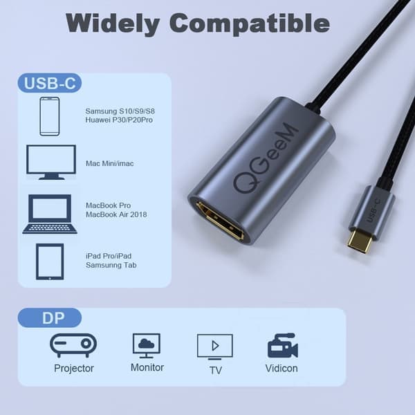 USB-C Thunderbolt3 til DisplayPort hunnadapter 4K 60Hz blå