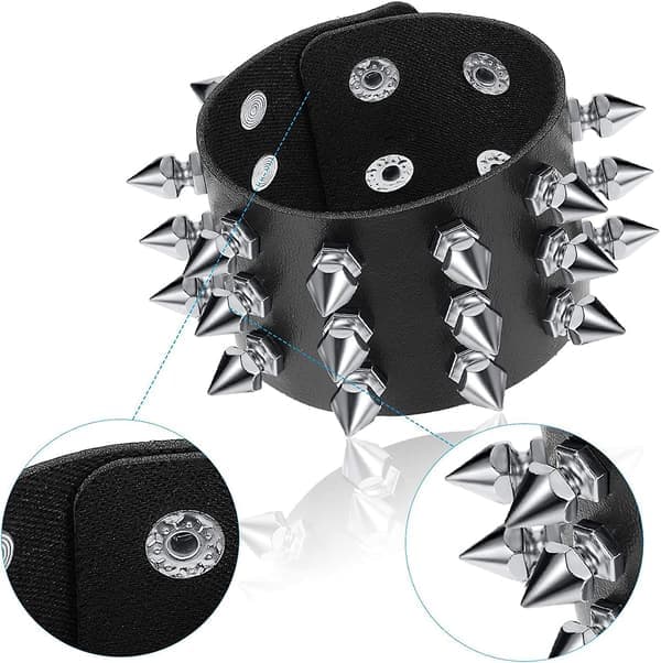 Punk Nitarmband Nit Läderarmband Manschett För Jul, 6-pack