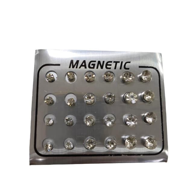 Magnetiske øreringe 4/5/6MM runde krystal uden piercing 4 5 6MM sølv 4 5 6MM Silver