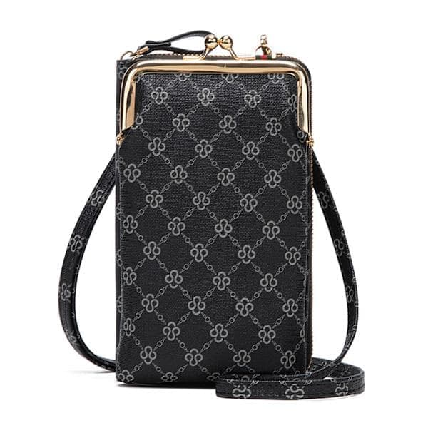 Dame Skuldertaske Crossbody Trykt Pung Mini Telefon Taske - Spot Salg Sort Sort Black
