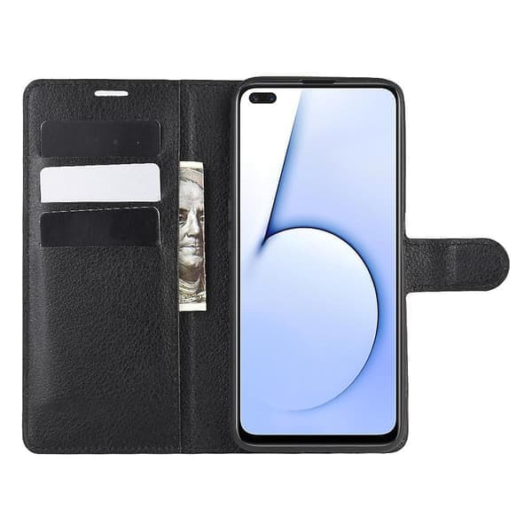 Läderfodral med plånboksdesign och litchi-textur för Realme X50 5G