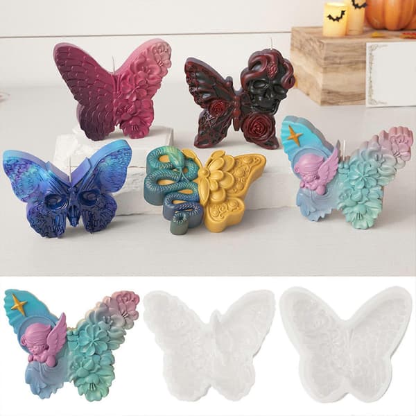Halloween-tema lys silikoneforme til stearinlys, boligindretning, sommerfugleformede silikoneforme til epoxyharpiks