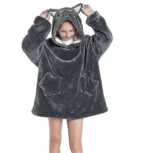 Hættetrøje Tæppe Børn Oversize Pige Blød Sweatshirt Varm Fleece Bærbar Pullover ~