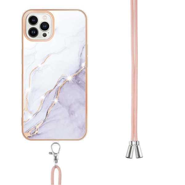Galvanisert Marmor TPU-deksel til iPhone 15 Pro Hvit White