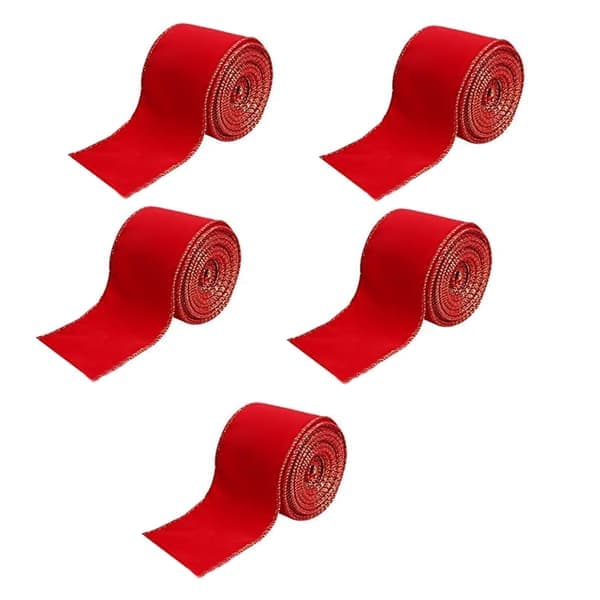 5 ruller fløyelsbånd i polyester, håndlagde sløyfer til juletrepynt