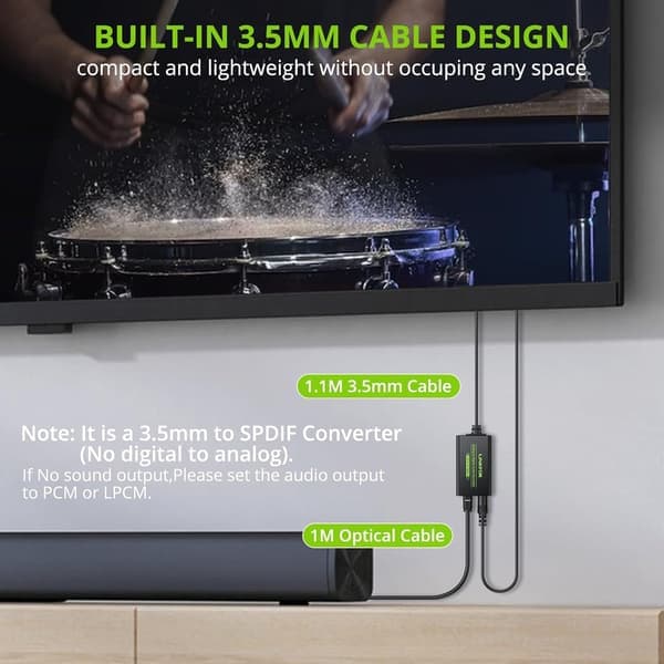 NÖRDIC 48kHz DAC Analog til Digital Omformer 3.5mm til SPDIF Toslink Svart