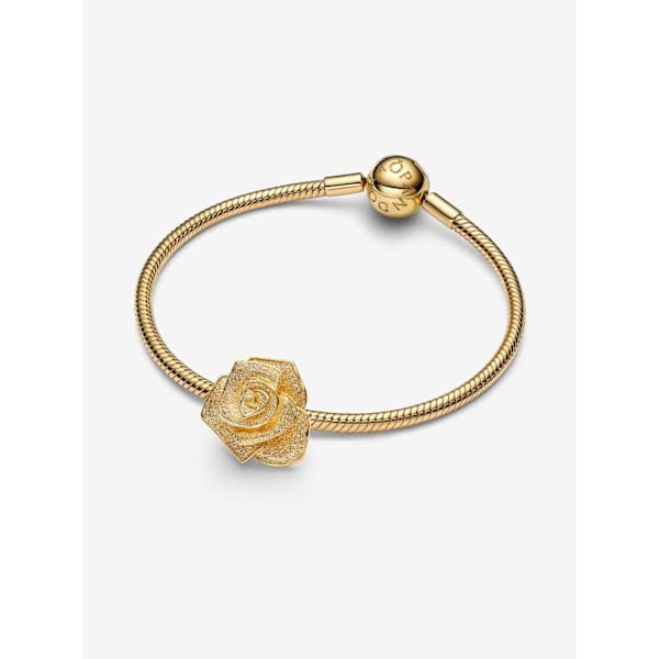 Pandora - Rose in Bloom Oversized Berlock - 14k guldplätering
