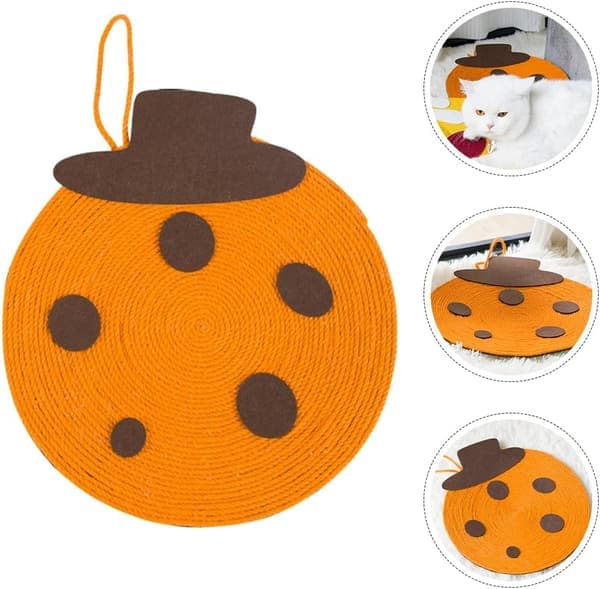 Kradsetræ til katte, kradsemåtte til katte, træningsmåtte til killinger, sisal kradsemåtte, indekat, tilbehør til killinger - orange kiks