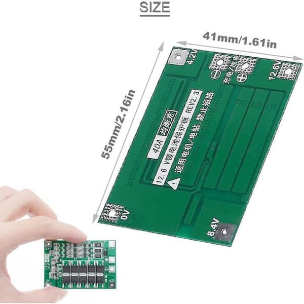 Fyra 3S 40A PCB-skyddskort för 18650 litiumbatterier; Litiumjonladdare BMS PCB (11.1V, 12V, 12.6V).