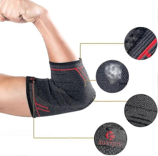 Armbågsstöd för smärtlindring, artrit, skadeåterhämtning, sport (medium, blå present)