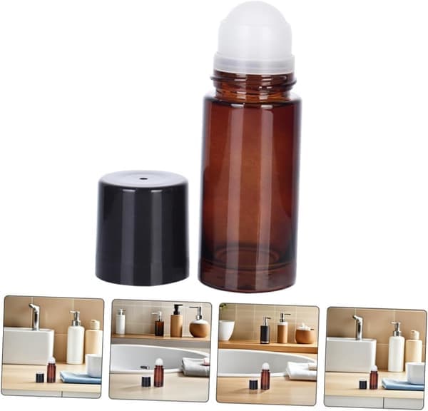 2 st 50 ml tomma bärnstensfärgade glasflaskor med roll-on, påfyllningsbara parfymflaskor, läckagesäkra