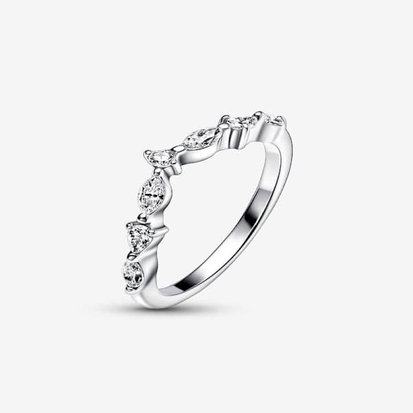 Pandora - P Timeless Wish Sparkling Alternating Ring - Sterling Silver Omkrets: 58mm