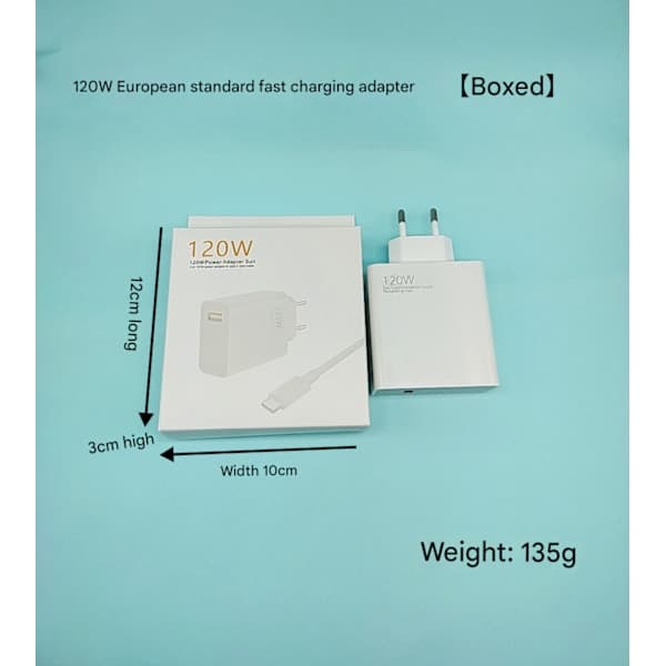 TIL Xiaomi Kompatibel 120W HyperCharge Combo, Type-A EU Stik Hurtigoplader (1M)