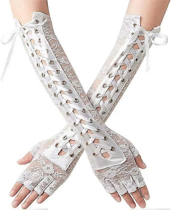 Dame Punk Fingerløse Handsker Cosplay Ripped Handsker til Halloween Kostumefest 1 Par