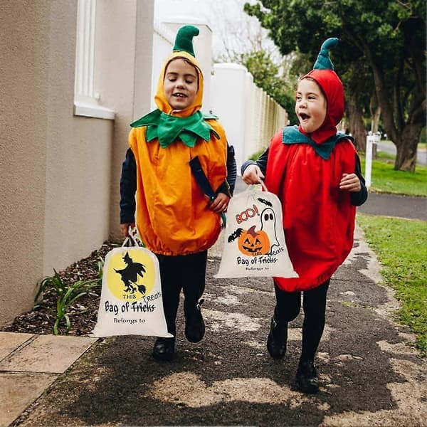 2-pack Halloween Trick or Treat-väskor Återanvändbar Halloween Canvas Presentpåse Godispåse