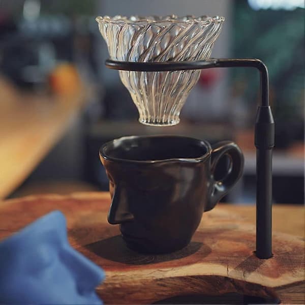 Keramisk ansigtskaffekrus sæt, Cappuccino Latte kop og underkop, Kreativt tekopper og underkopper sæt