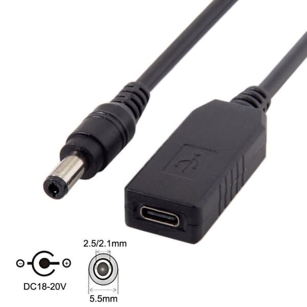 Universell USB Type-C strømkabel svart