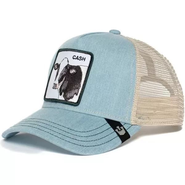 Broderet kasket med dyremønster og mesh - Snapback - Blå ko