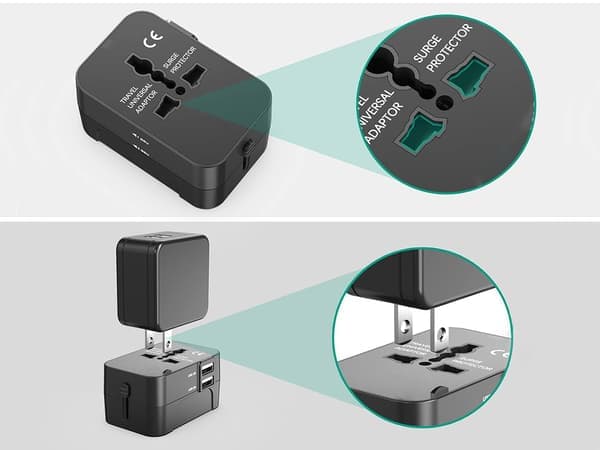 Reiseadapter-Adapterkontakt Storbritannia-USA-EU Australia 2x USB
