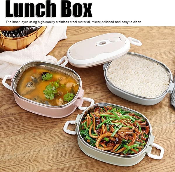 Termisk matboks, bærbar termisk matbeholder i rustfritt stål med rom Bento matboks (tre lag 2700 ml)