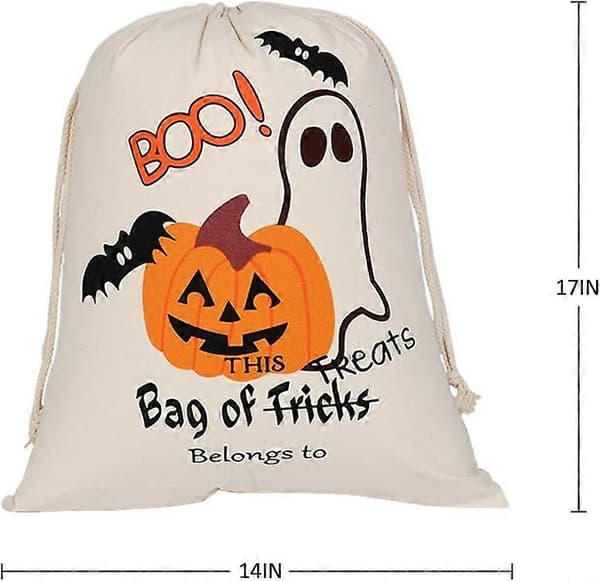 2-pack Halloween Trick or Treat-väskor Återanvändbar Halloween Canvas Presentpåse Godispåse