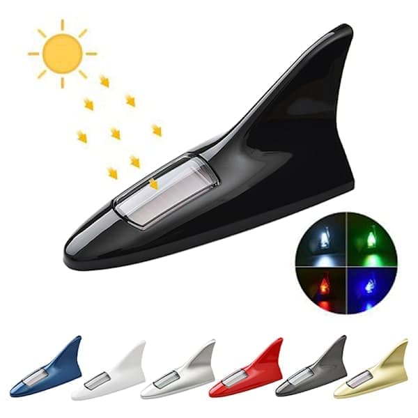 Universal LED-lampe Bil Hajfinneantenne med solenergi Auto Blå Onesize