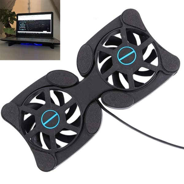 Mini sammenklappelig USB-køleventilator blæksprutte notebook-køler køleplade stativ dobbelte ventilatorer til notebook bærbar computer