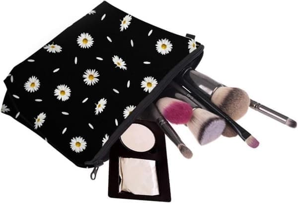 Sød rejse makeuptaske kosmetiktaske lille pung gave til kvinder (Daisy Sort)