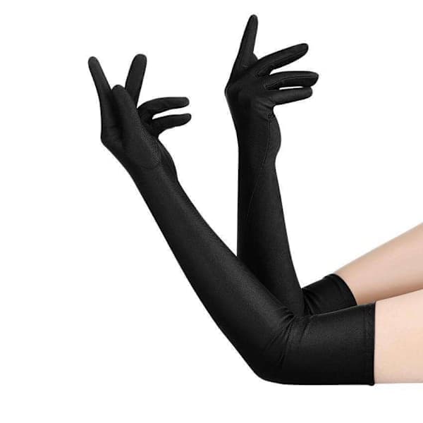 Halloween - Lange Handsker - Maskerade - Cosplay Sort sort black