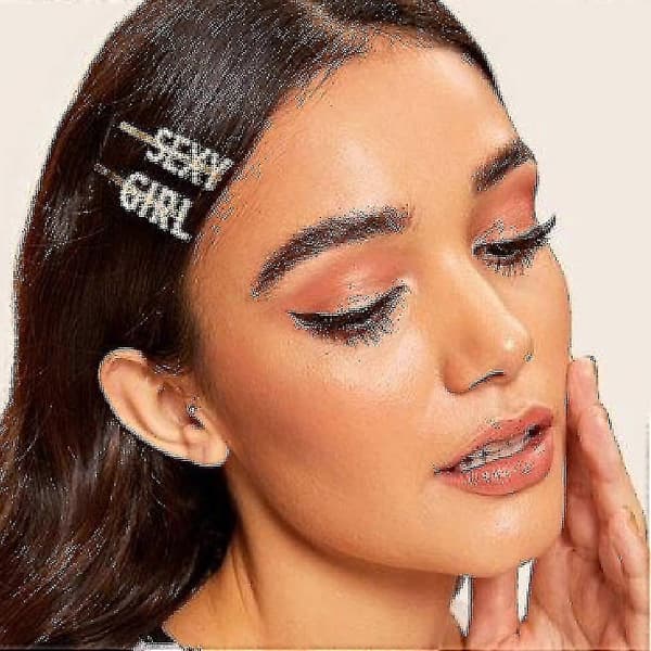 8 stk. alfabetmappe, glitrende håndlaget rhinestone-smykkehodeplagg for damer