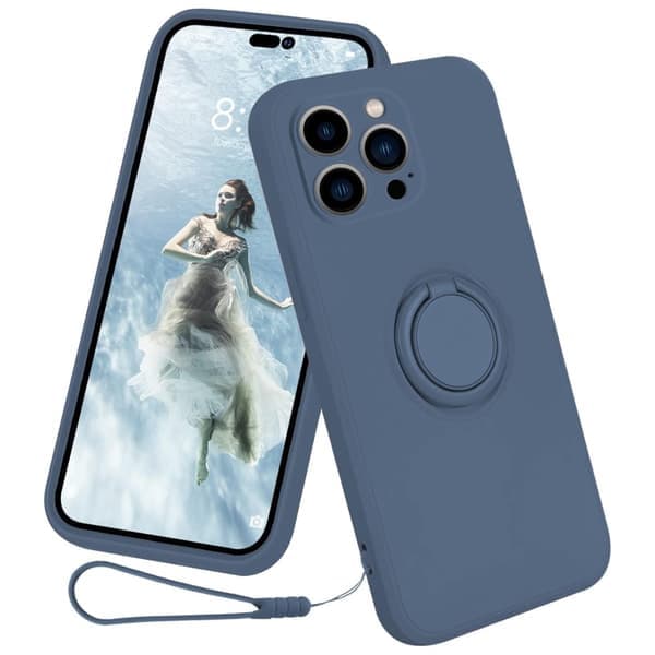 iPhone 15 Pro Max Cover Med Ringholder Mørkeblå