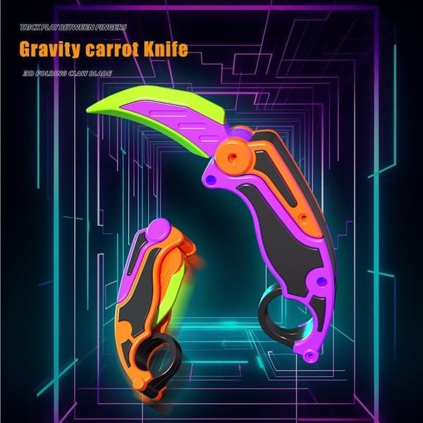 2 stk Fidget Claw Knife 3D Gravity Knife Legetøj 3D Gravity Plastic Switchblade Trykt Print Kniv Gulerod Kniv Sensorisk Kniv Fidget