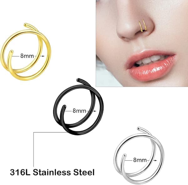 20G Dobbelt Næsepiercing Ring til Enkelt Piercing - 2-36 Stk Smykker Kvinder 5 Farver
