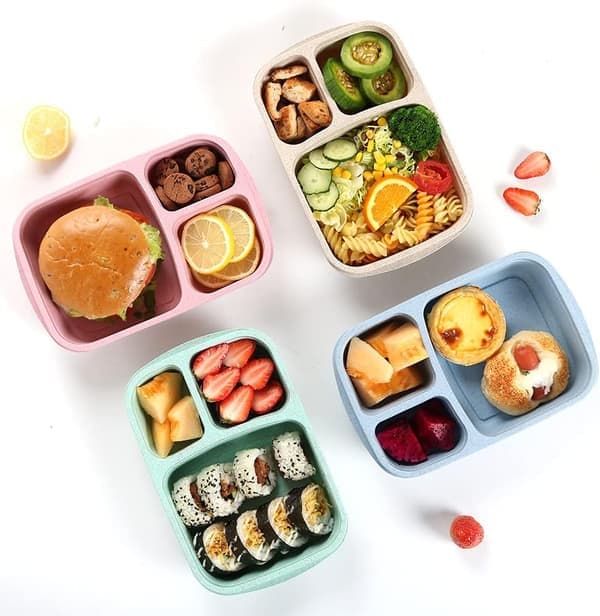 Bento matbokser, 3 rom, matboks for barn, gjenbrukbare matbeholdere