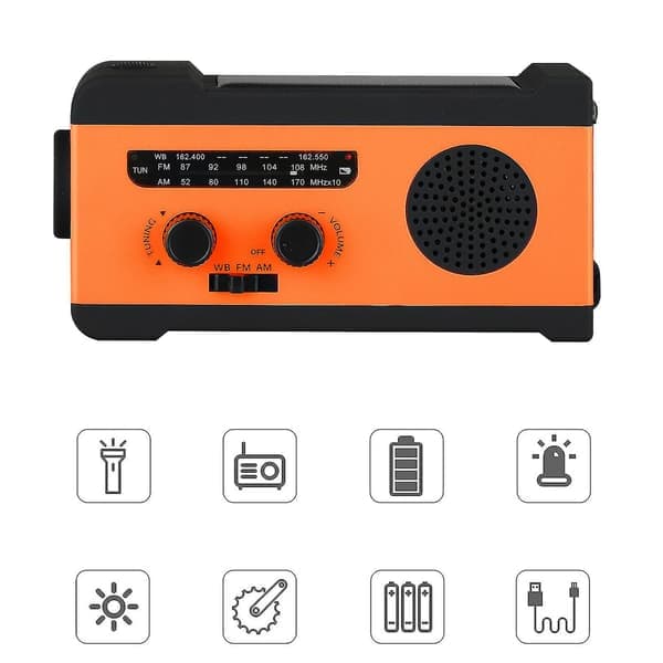 Nød Solar AM/FM Værradio Alarm Lommelykt