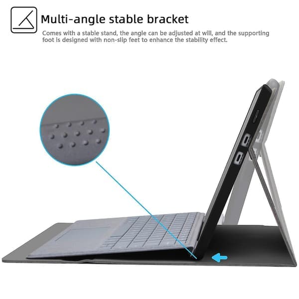 Skyddande tygtextur TPU + mikrofiberläder laptopfodral med stativ för Microsoft Surface Pro X