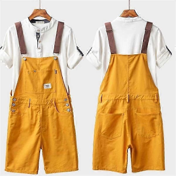 Retro Bib Shorts til mænd, løse, lige, afslappede arbejdsbukser til mænd