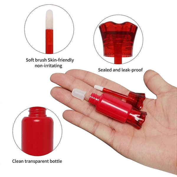 12-pakning tomme lipgloss-tuber, godteri-formede plastleppestiftbeholdere, påfyllbare, klare