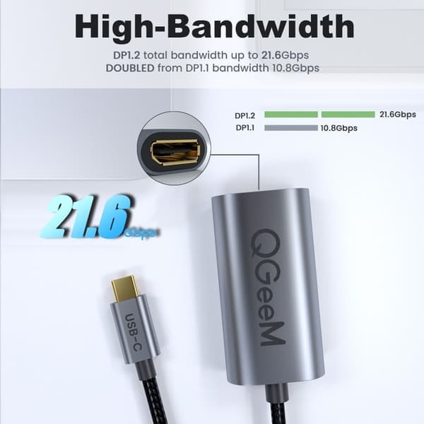 USB-C Thunderbolt3 til DisplayPort hunnadapter 4K 60Hz blå