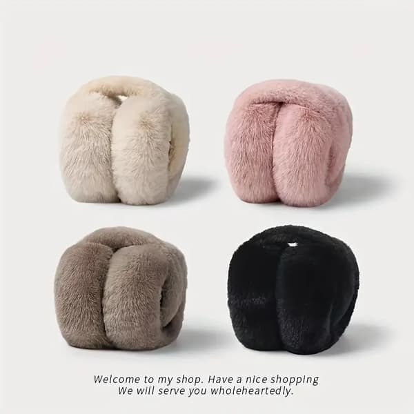 Ørevarmere til kvinder, foldbare og justerbare, bløde ørevarmere i polyesterfleece, elastisk pasform, perfekte til koldt vejr. Kaffe Coffee