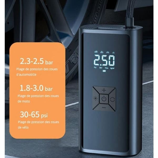 6000mAh Sladdlös Däckpump - Automatisk Avstängning - Inbyggd LED - Bärbar