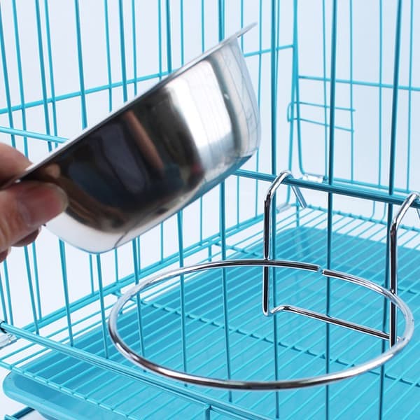 Hængende kæledyrsskåle i rustfrit stål til hunde og katte - Bur, kennel, madskål - Sæt med 2, 16,5 cm