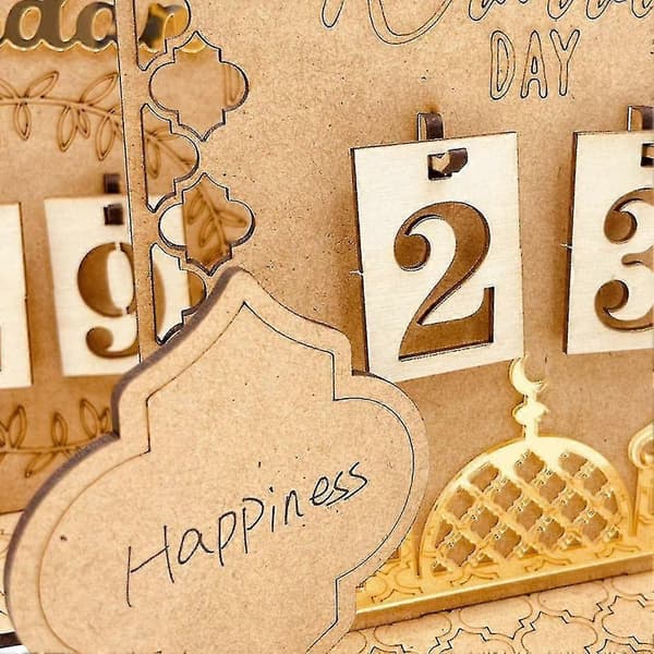 Ramadan Julekalender Nedtællingskalendere i Træ til Hjemmet, 30 Dage til Eid, Ramadan Gave til Børn