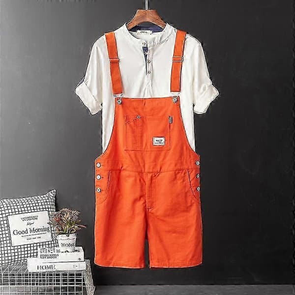 Retro Bib Shorts til mænd, løse, lige, afslappede arbejdsbukser til mænd